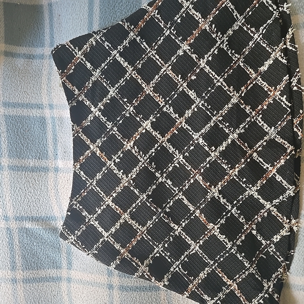 CeCe Black and White Plaid Mini Skirt